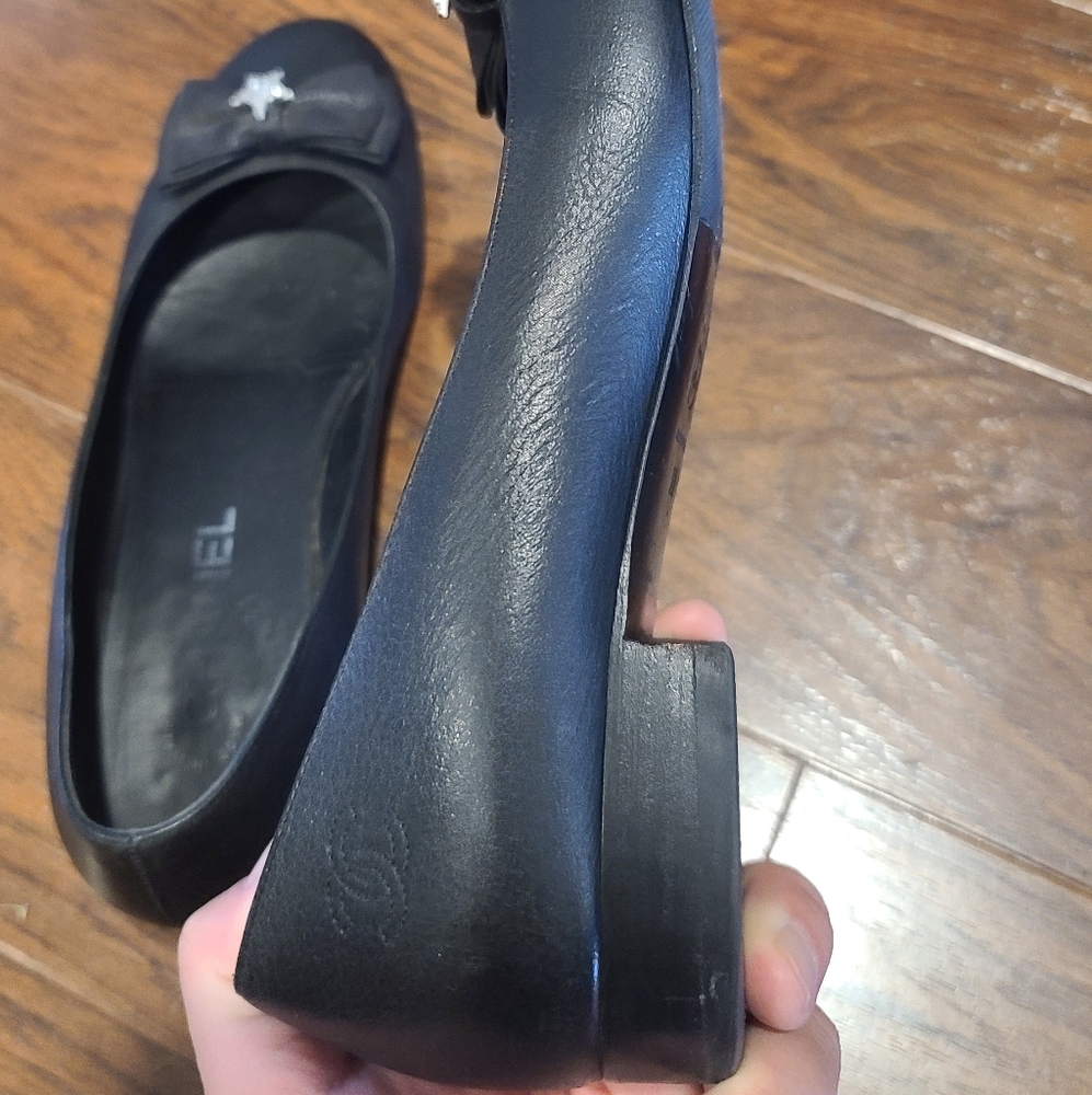 Chanel sz 38 Buffalo Crystal Star Bow Ballerina - Picture 5 of 8